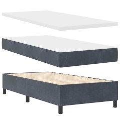 vidaXL Letto con Rete a Molle con Materasso e Panca Grigio Scuro 100x200 cm Velluto
