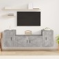 Set di Mobili Porta TV 3 pz Grigio Cemento in Legno Multistrato Set di Mobili Porta TV 3 pz Grigio Cemento in Legno Multistrato