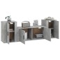 Set di Mobili Porta TV 3 pz Grigio Cemento in Legno Multistrato Set di Mobili Porta TV 3 pz Grigio Cemento in Legno Multistrato