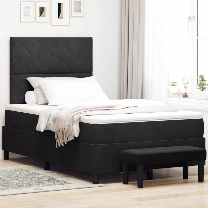 vidaXL Letto a Molle con Materasso e Panca Nera 120x190 cm Velluto