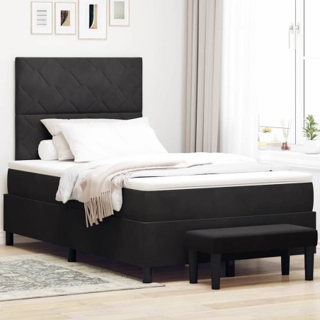 vidaXL Letto a Molle con Materasso e Panca Nera 120x190 cm Velluto