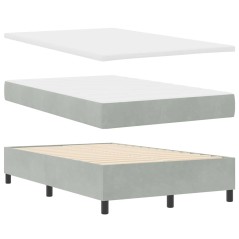 vidaXL Letto con Rete Sospesa con Materasso e Panca Grigio Chiaro 120x200 cm Velluto