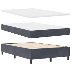 vidaXL Letto a molle con materasso e panchina grigio scuro 120x200 cm in velluto