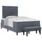vidaXL Letto a molle con materasso e panchina grigio scuro 120x200 cm in velluto vidaXL Letto a molle con materasso e panchina grigio scuro 120x200 cm in velluto