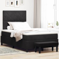 vidaXL Letto con box spring e materasso + panchina nera 120x200 cm in velluto
