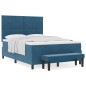 vidaXL Letto con Rete a Molle e Panchina Blu Scuro 140x190 cm in Velluto