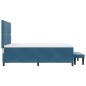 vidaXL Letto con Rete a Molle e Panchina Blu Scuro 140x190 cm in Velluto