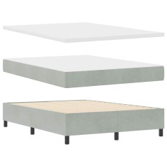 vidaXL Letto a Molle con Materasso e Panca Grigio Chiaro 140x200 cm Velluto