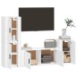Set di Mobili Porta TV 4 pz Bianco in Legno Multistrato Set di Mobili Porta TV 4 pz Bianco in Legno Multistrato