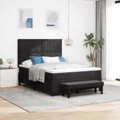 vidaXL Letto a molle con materasso e panca nera 140x200 cm in velluto