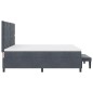 vidaXL Letto a Molle con Materasso e Panca Grigio Scuro 200x200 cm Velluto