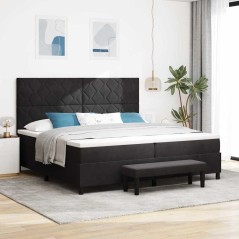 vidaXL Letto con Box Spring con Materasso e Panca Nero 200x200 cm Velluto
