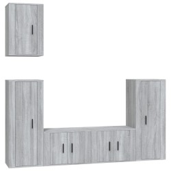 Set di Mobili Porta TV 5 pz Grigio Sonoma in Legno Multistrato