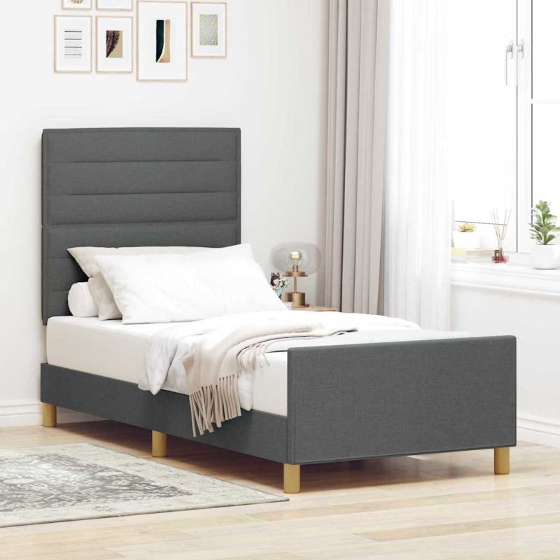 Struttura del letto vidaXL Grigio scuro 90x190 cm in tessuto