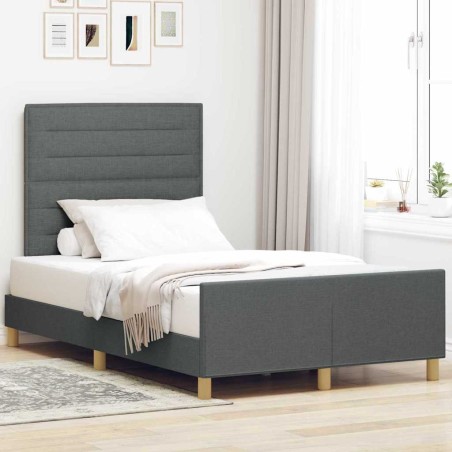 Struttura Letto in Tessuto Grigio Scuro 120x190 cm
