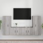 Set di Mobili Porta TV 4 pz Grigio Sonoma in Legno Multistrato Set di Mobili Porta TV 4 pz Grigio Sonoma in Legno Multistrato