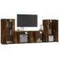 Set di Mobili Porta TV 4 pz Rovere Fumo in Legno Multistrato Set di Mobili Porta TV 4 pz Rovere Fumo in Legno Multistrato
