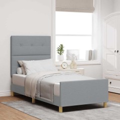 Struttura del letto in tessuto grigio chiaro 80x200 cm