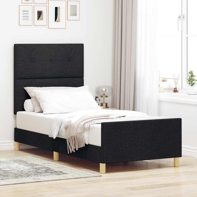 Letto in Tessuto Nero 80x200 cm di vidaXL Letto in Tessuto Nero 80x200 cm di vidaXL