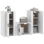 Set Mobili Porta TV 3 pz Bianco in Legno Multistrato Set Mobili Porta TV 3 pz Bianco in Legno Multistrato