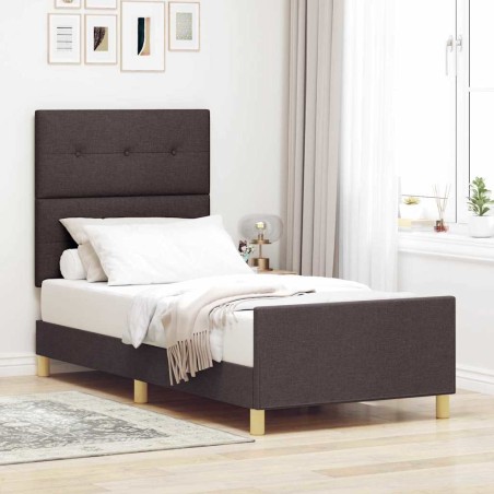 Struttura Letto vidaXL Marrone Scuro 90x200 cm Tessuto