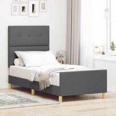 vidaXL Letto Grigio Scuro 100x200 cm Tessuto