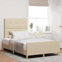 Rete letto vidaXL in Crema, 120x190 cm, Realizzata in Tessuto