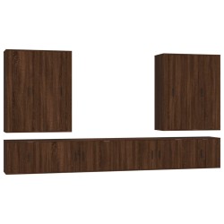 Set Mobili Porta TV 8pz Rovere Marrone in Legno Multistrato