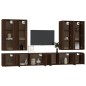 Set Mobili Porta TV 8pz Rovere Marrone in Legno Multistrato Set Mobili Porta TV 8pz Rovere Marrone in Legno Multistrato