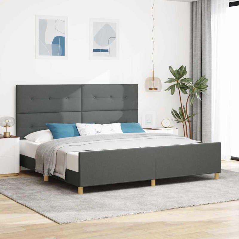 vidaXL Struttura del letto Grigio scuro 200x200 cm Tessuto