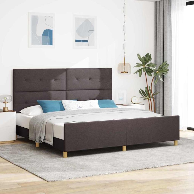 Struttura Letto vidaXL Marrone Scuro 200x200 cm in Tessuto Struttura Letto vidaXL Marrone Scuro 200x200 cm in Tessuto