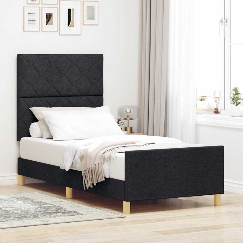 Struttura del letto vidaXL Nera 90x190 cm in tessuto Struttura del letto vidaXL Nera 90x190 cm in tessuto