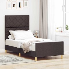Struttura del letto vidaXL - Marrone scuro, 90x190 cm, Tessuto