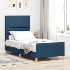Struttura Letto Blu vidaXL 90x190 cm in Tessuto