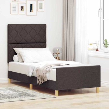 Letto Scuro Marrone 90x200 cm in Tessuto di vidaXL