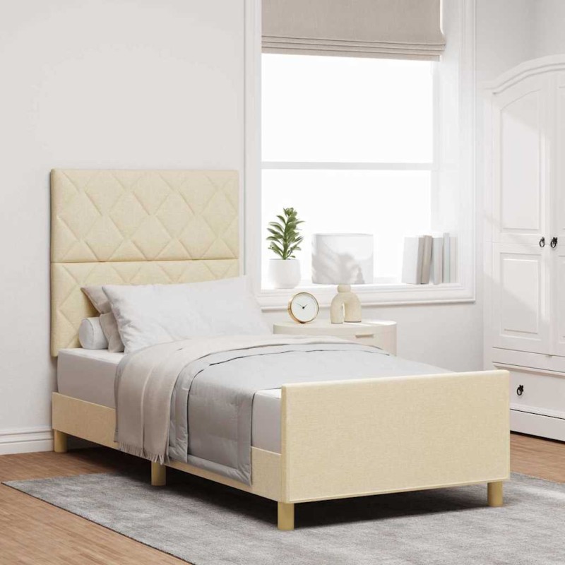 vidaXL Struttura Letto Panna Legno ingegnerizzato 92 x 187 cm vidaXL Struttura Letto Panna Legno ingegnerizzato 92 x 187 cm