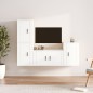 Set di Mobili Porta TV 4 pz Bianco in Legno Multistrato Set di Mobili Porta TV 4 pz Bianco in Legno Multistrato