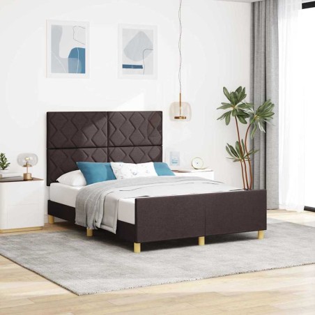 Struttura del Letto in Tessuto Marrone Scuro 160x200 cm