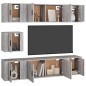 Set di Mobili Porta TV 7 pz Grigio Cemento in Legno Multistrato Set di Mobili Porta TV 7 pz Grigio Cemento in Legno Multistrato