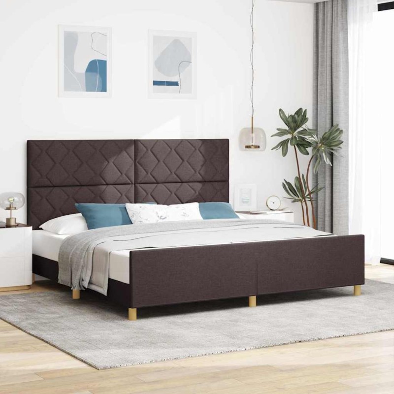 Rete letto vidaXL in marrone scuro, 200x200 cm, tessuto Rete letto vidaXL in marrone scuro, 200x200 cm, tessuto