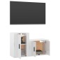 Set di Mobili Porta TV 2 pz Bianco Lucido in Legno Multistrato Set di Mobili Porta TV 2 pz Bianco Lucido in Legno Multistrato