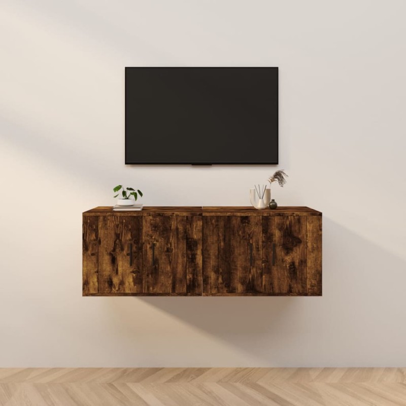 Mobili Porta TV a Parete 2 pz Rovere Fumo 57x34,5x40 cm Mobili Porta TV a Parete 2 pz Rovere Fumo 57x34,5x40 cm