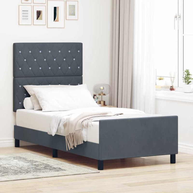 vidaXL Letto Dark Grey 100x200 cm Velluto