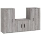 Set Mobili Porta TV 3 pz Grigio Sonoma in Legno Multistrato Set Mobili Porta TV 3 pz Grigio Sonoma in Legno Multistrato