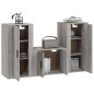 Set Mobili Porta TV 3 pz Grigio Sonoma in Legno Multistrato Set Mobili Porta TV 3 pz Grigio Sonoma in Legno Multistrato