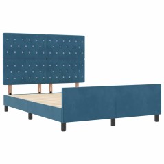 Struttura Letto vidaXL Blu Scuro 160x200 cm Velluto