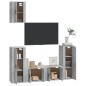 Set di Mobili Porta TV 5 pz Grigio Cemento in Legno Multistrato Set di Mobili Porta TV 5 pz Grigio Cemento in Legno Multistrato