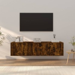 Set Mobili Porta TV 3 pz Rovere Fumo in Legno Multistrato