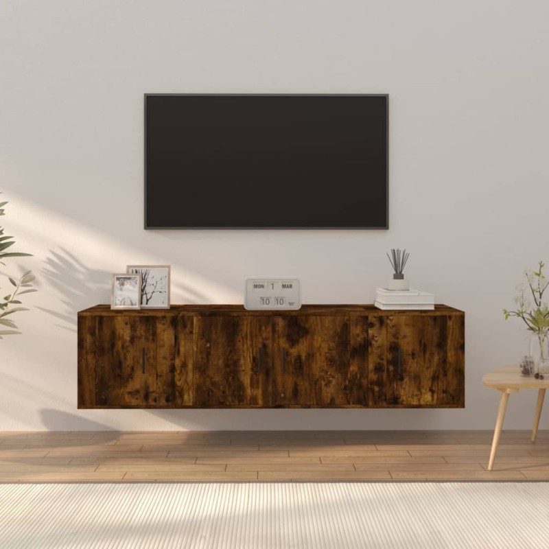 Set Mobili Porta TV 3 pz Rovere Fumo in Legno Multistrato Set Mobili Porta TV 3 pz Rovere Fumo in Legno Multistrato