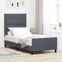 Letto vidaXL Grigio Scuro, 100x200 cm, Realizzato in Velluto